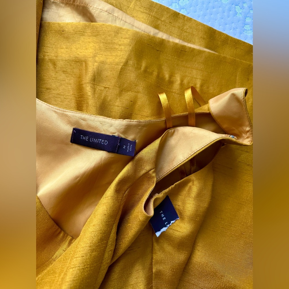 NWT The Limited Mustard-Orange/Gold Sleeveless Aline Dress size 2 - Picture 8 of 13